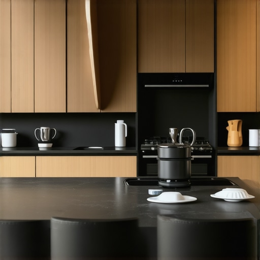 Smart appliances in a contemporary kitchen demonstrating home automation.