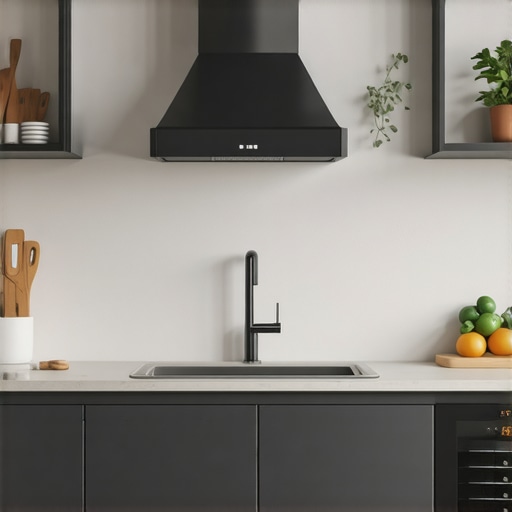 Smart Home Kitchen Integration A modern smart home kitchen showcasing interconnected appliances and control systems.