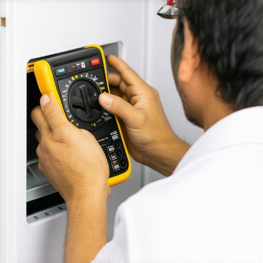 Professional appliance maintenance tools in action.