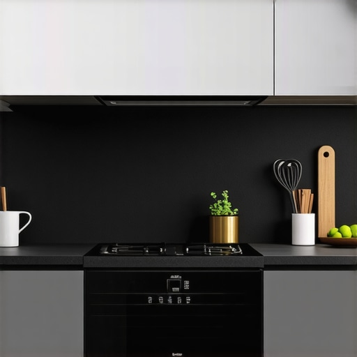 A sleek kitchen featuring modern smart refrigerators, dishwashers, and washing machines with digital interfaces and Wi-Fi connectivity