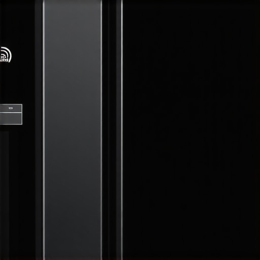 Interior shot of a sleek smart refrigerator showing digital screen and organized shelves.