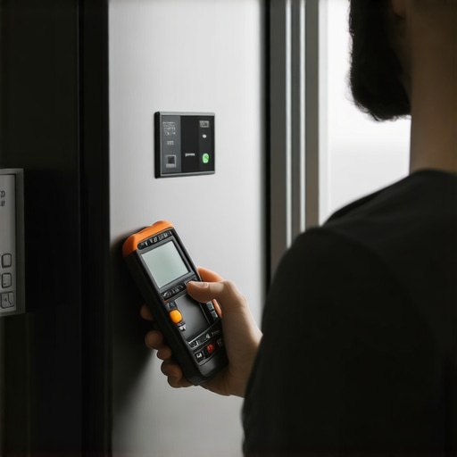 DIY Maintenance for Smart Appliances Person testing a smart refrigerator's electrical connection with a multimeter