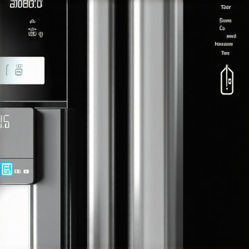 Efficient Modern Refrigerator Display Close-up of a high-tech refrigerator digital panel highlighting energy-saving features