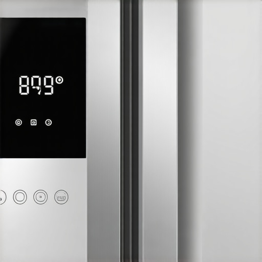 Smart fridge calibration panel Close-up of a smart fridge control panel showing calibration options