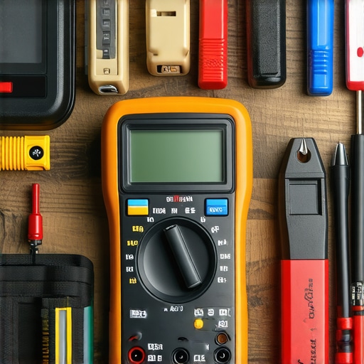 A set of diagnostic tools and a multimeter used for home appliance troubleshooting