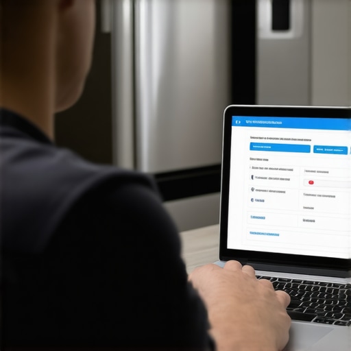 Individual analyzing network traffic on a laptop to ensure appliance security and performance.
