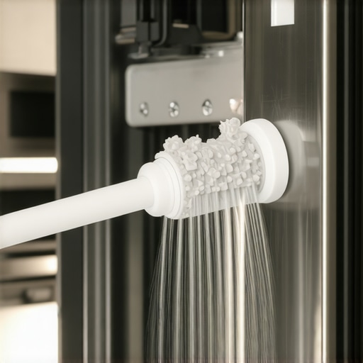 Ultrasonic cleaner device cleaning a dishwasher spray arm, showcasing maintenance tools for home appliances.