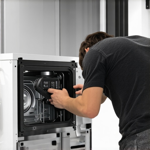 Using a Digital Inspection Camera for Appliance Maintenance Person inspecting a refrigerator with a digital camera tool for troubleshooting.