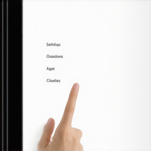 Person adjusting privacy settings on a smart refrigerator touchscreen