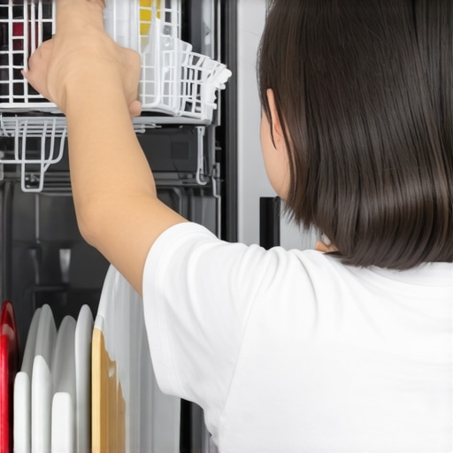 Person arranging plastic containers properly in the dishwasher to improve drying efficiency.