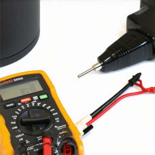 Person using a digital multimeter to diagnose an appliance in a home setting.