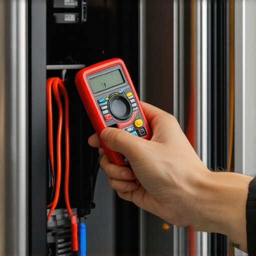 Person testing smart refrigerator wiring with a multimeter