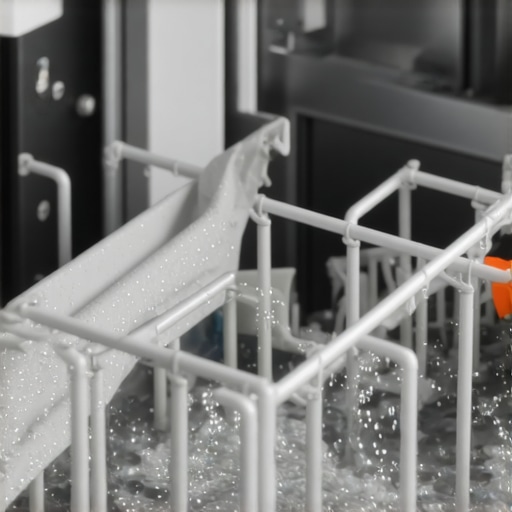 Dishwasher spray arms soaking in vinegar to dissolve mineral buildup