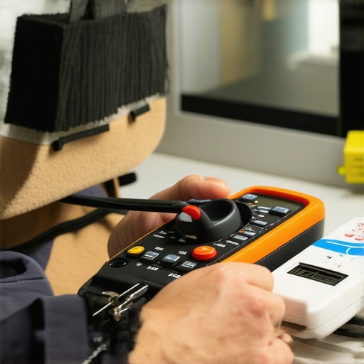 Technician testing electrical connections and cleaning dishwasher spray arms in a kitchen
