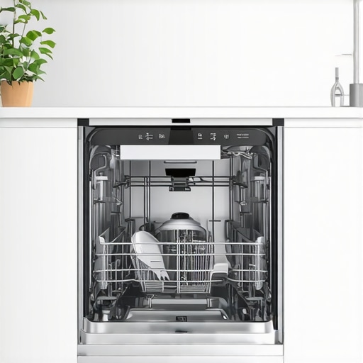 Kitchen with a modern dishwasher featuring built-in water softening system.