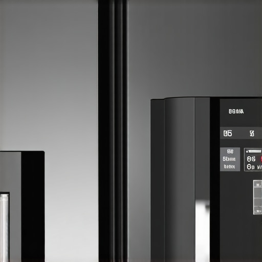 A sleek smart refrigerator showing a digital control panel and Wi-Fi indicator