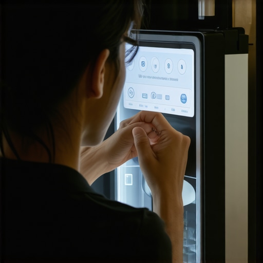 Person reviewing firmware update on smart refrigerator