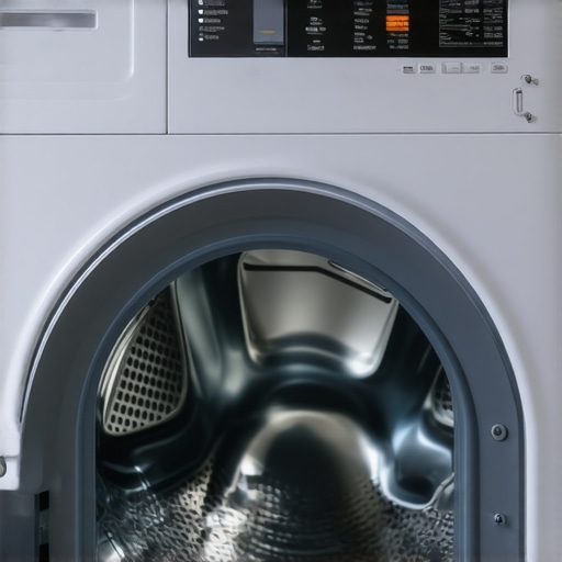 Smart Washing Machine Interior Interior view of a clean, modern smart washing machine with digital display