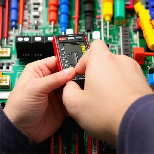 Technician testing appliance wiring with a multimeter