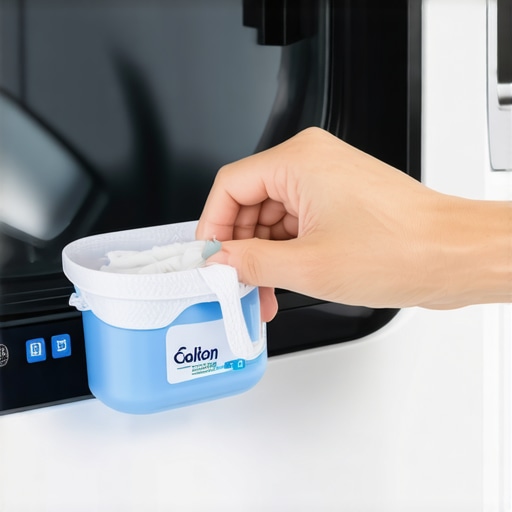 Person cleaning washing machine's detergent drawer