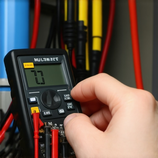 Person testing an appliance's wiring with a multimeter