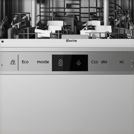 Diagram showing eco mode and maintenance tips for dishwashers