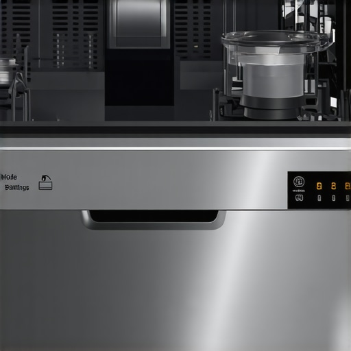 Close-up of a dishwasher's eco-mode selection panel highlighting settings.