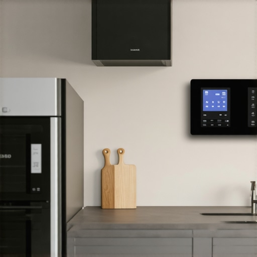 Smart Home Kitchen with Modern Appliances Contemporary kitchen with smart refrigerators, dishwashers, and control screens
