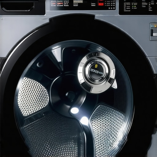 Detailed view of a smart washing machine with digital interface and advanced settings