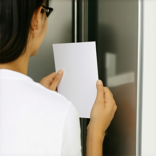 Person performing a paper test on refrigerator door seal to check airtightness.