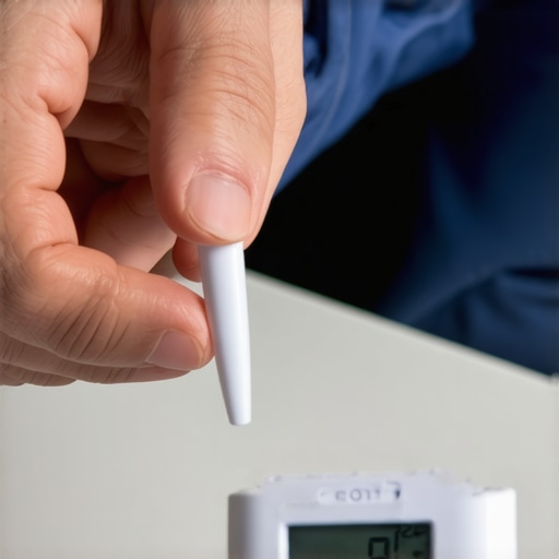 Person using a water test kit to check water hardness in a home kitchen.