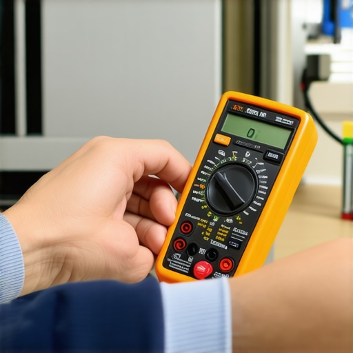 Person testing a home appliance with a multimeter to ensure proper electrical function.