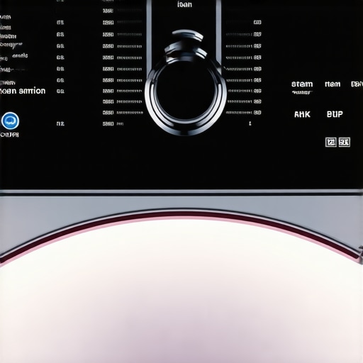 Advanced Steam Cycle for Stain Removal Close-up of a modern washing machine interface highlighting the steam cleaning option for heavy grease.