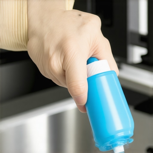 A person maintaining a dishwasher gasket with food-grade lubricant to prevent cracking.