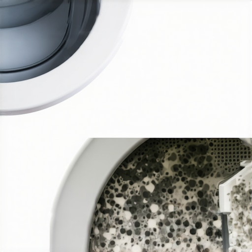 Biofilm buildup from excess detergent in washing machines Comparison of a clean and a moldy washing machine gasket due to soap residue.