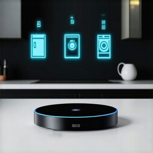 Centralized Smart Appliance Control Hub A smart home hub linking multiple kitchen appliances wirelessly.