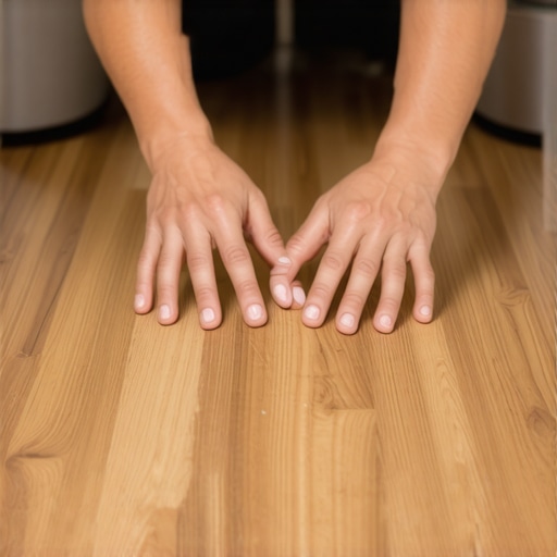 Checking washing machine stability with the diagonal rock test Close-up of hands testing a washing machine for wobbling on a slanted floor