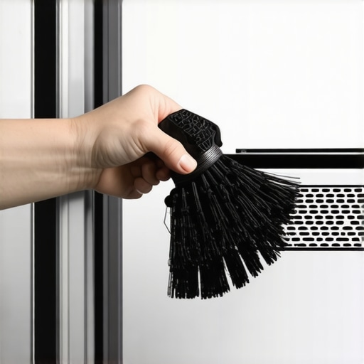 Cleaning Refrigerator Coils for Better Efficiency A person cleaning dust from refrigerator condenser coils with a specialized brush.