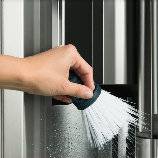 Cleaning Refrigerator Coils for Better Efficiency A person using a coil brush to clean a refrigerator to maintain appliance health.