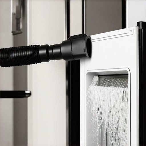 A person vacuuming dust off refrigerator condenser coils to reduce noise and improve efficiency.