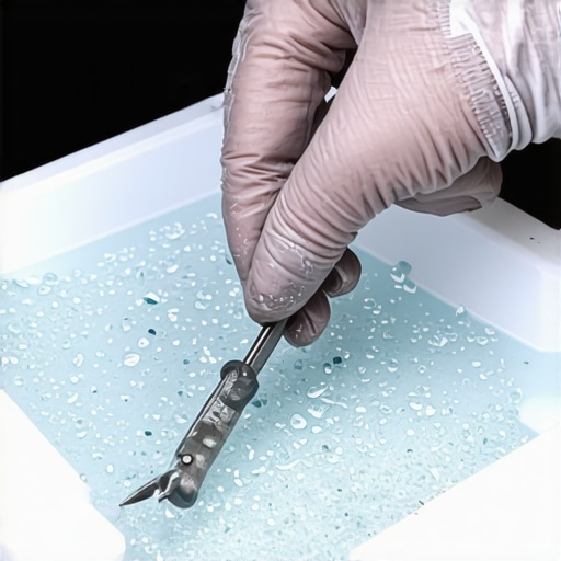 Cleaning a Broken Fridge Shelf Frame Technician removing glass shards from a refrigerator shelf frame for repair.