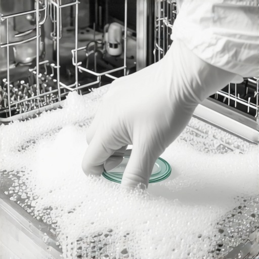 A technician cleaning the internal soil sensor of a modern dishwasher.