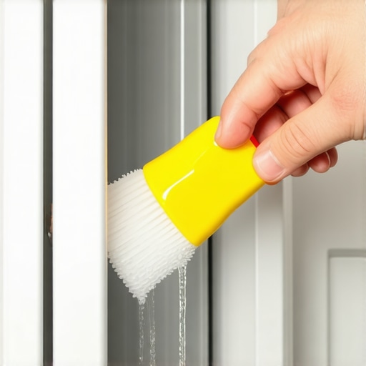Cleaning a Refrigerator Drain with a Turkey Baster A person flushing out a clogged refrigerator drain hole with warm water and a baster