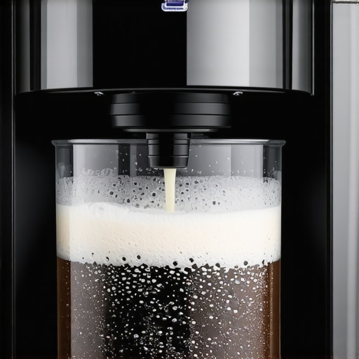 Scale buildup in a coffee machine water tank being cleaned with vinegar solution.