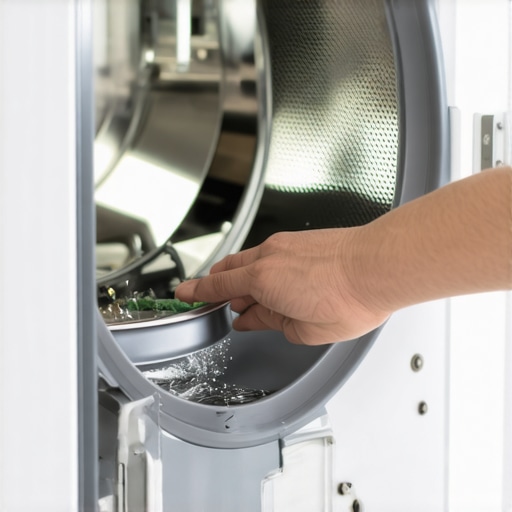 Hand opening a washing machine debris filter for maintenance