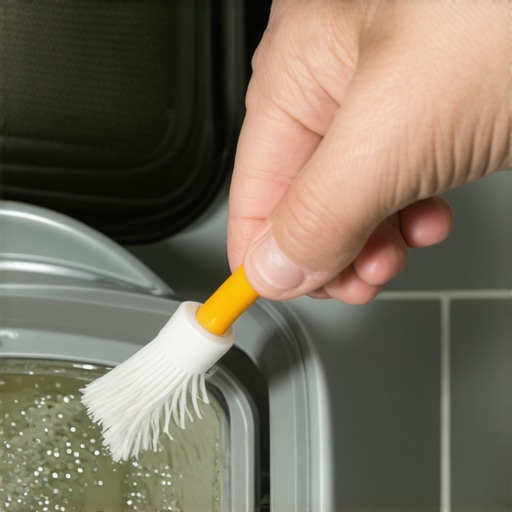 Cleaning the Hidden Washing Machine Filter A person cleaning a dirty drain pump filter on a front-load washing machine to prevent smells.