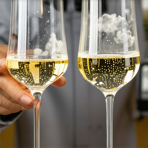 Comparing cloudy and clear glassware A clear wine glass and a cloudy wine glass side by side in a bright kitchen