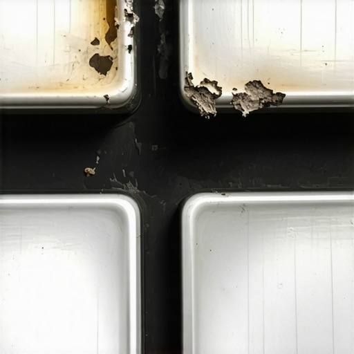 Close-up of a cracked and pitted rubber door seal on a dishwasher caused by improper cleaning habits.