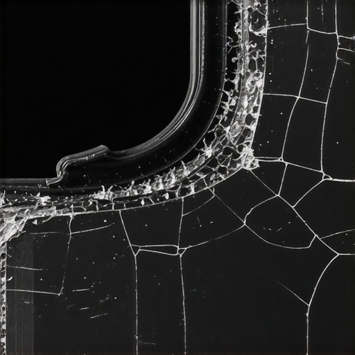A close-up view of a cracked rubber dishwasher seal caused by using vinegar as a rinse aid.