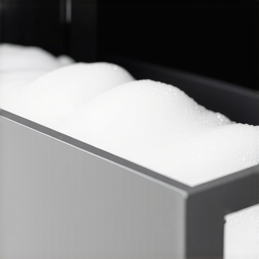 Detergent Overload in High Efficiency Washer Overflowing soap suds in a washing machine drawer showing the results of using too much detergent.